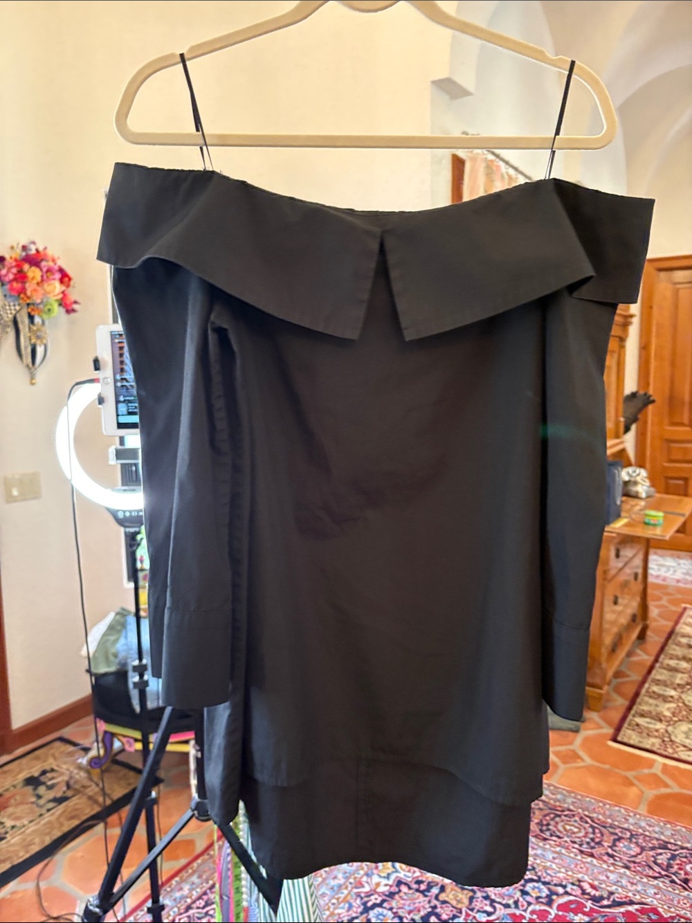 Mona thalheimer black notched collar shirt